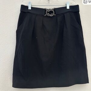 Trina Turk Black A-Line Skirt with Belt Detail
